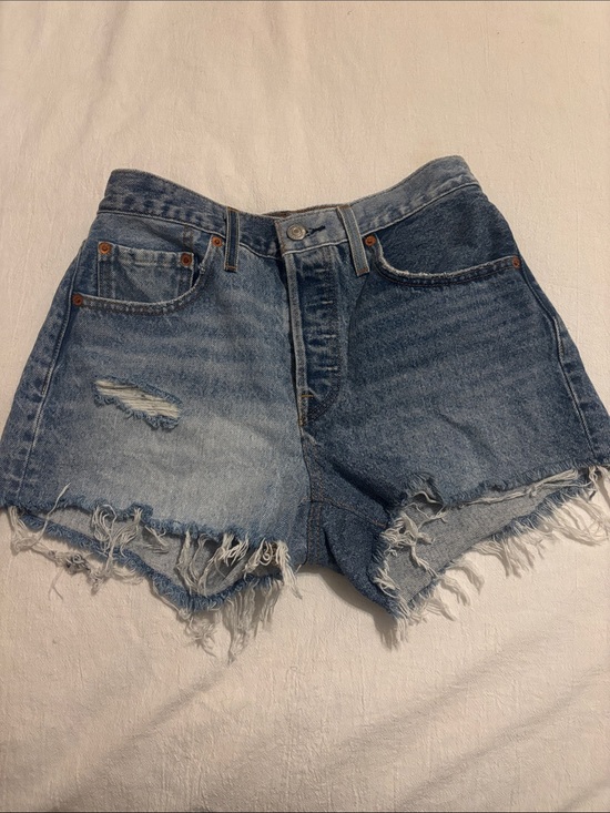 Levi's Pants - 501 Levi's Two-Tone Distressed Denim Shorts - Blue